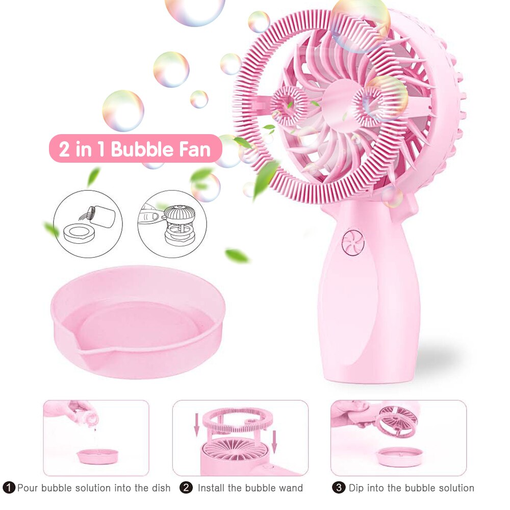 2 In 1 Handheld Fan & Bubble Blower Mini Persoonlijke Fan Bubble Machine Dual Gebruik Elektrische Ventilator Handheld Bubble Wand bubble Fan