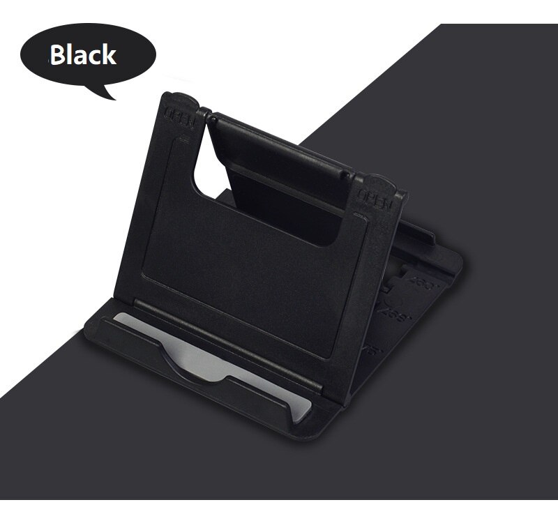 Phone Holder Stand Desktop Foldable Universal Plastic Mount Support For IPhone Xsmax Huawei P30 Mi Tablet: Black