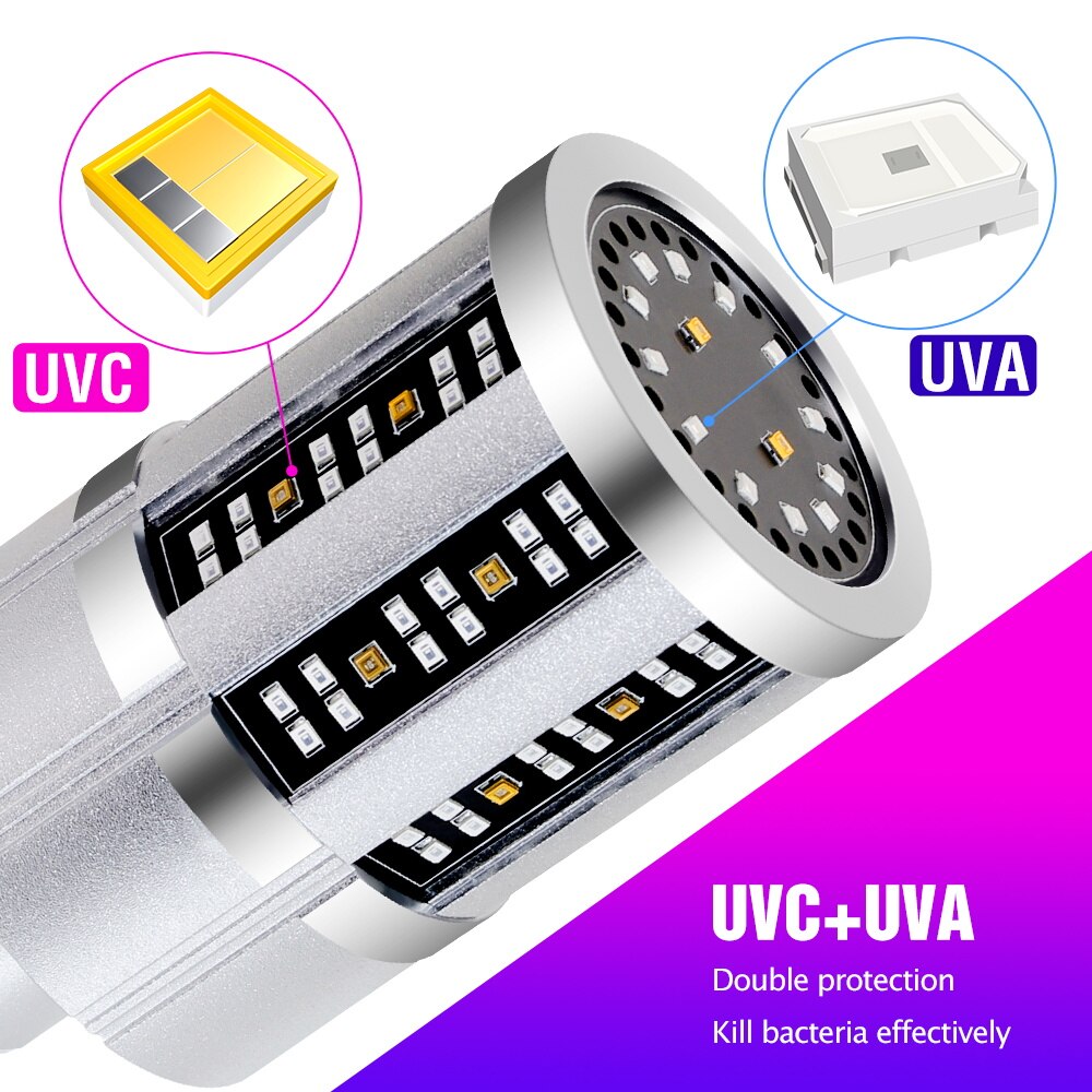 Germicidal Light 9UVC 18UVC E27 UV Sterilizer LED 15W 20W 60W Ozone Lamp 220V Ultraviolet Light Home Disinfect Bacterial 110V