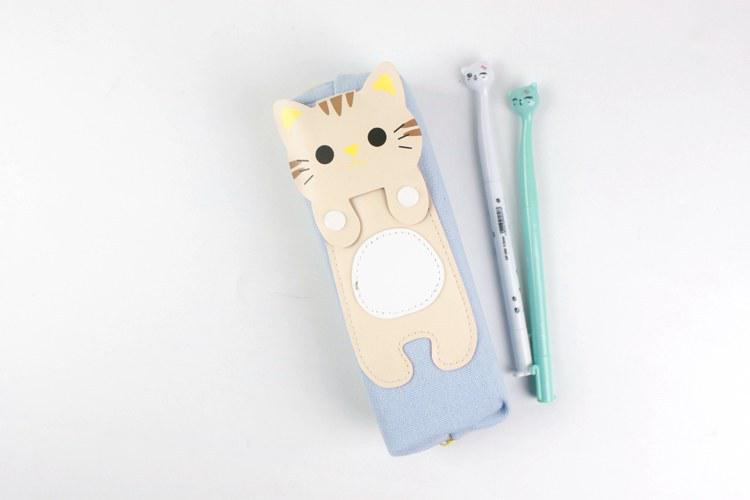 Penalhus kawaii katte penalhus brevpapir skoleartikler blyanter opbevaring blyant tilfælde skoleartikler: Blå