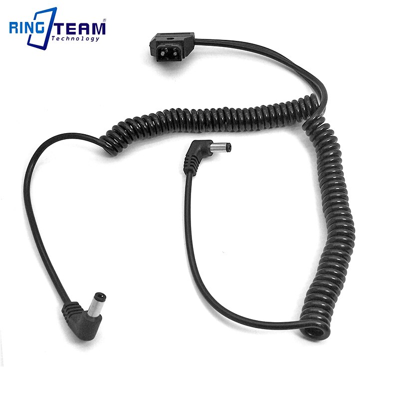 Power D-Tap DTap Spliter Cable to 2x 5525 DC Angled Plug (In+ Out-) Spiral Cable For BMPC BMCC / Monitors / Lights / Lamps