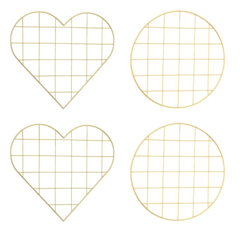 4pcs Round Heart Mesh Grid Wall Photo Postcards Display Organizer DIY Pictures 667A