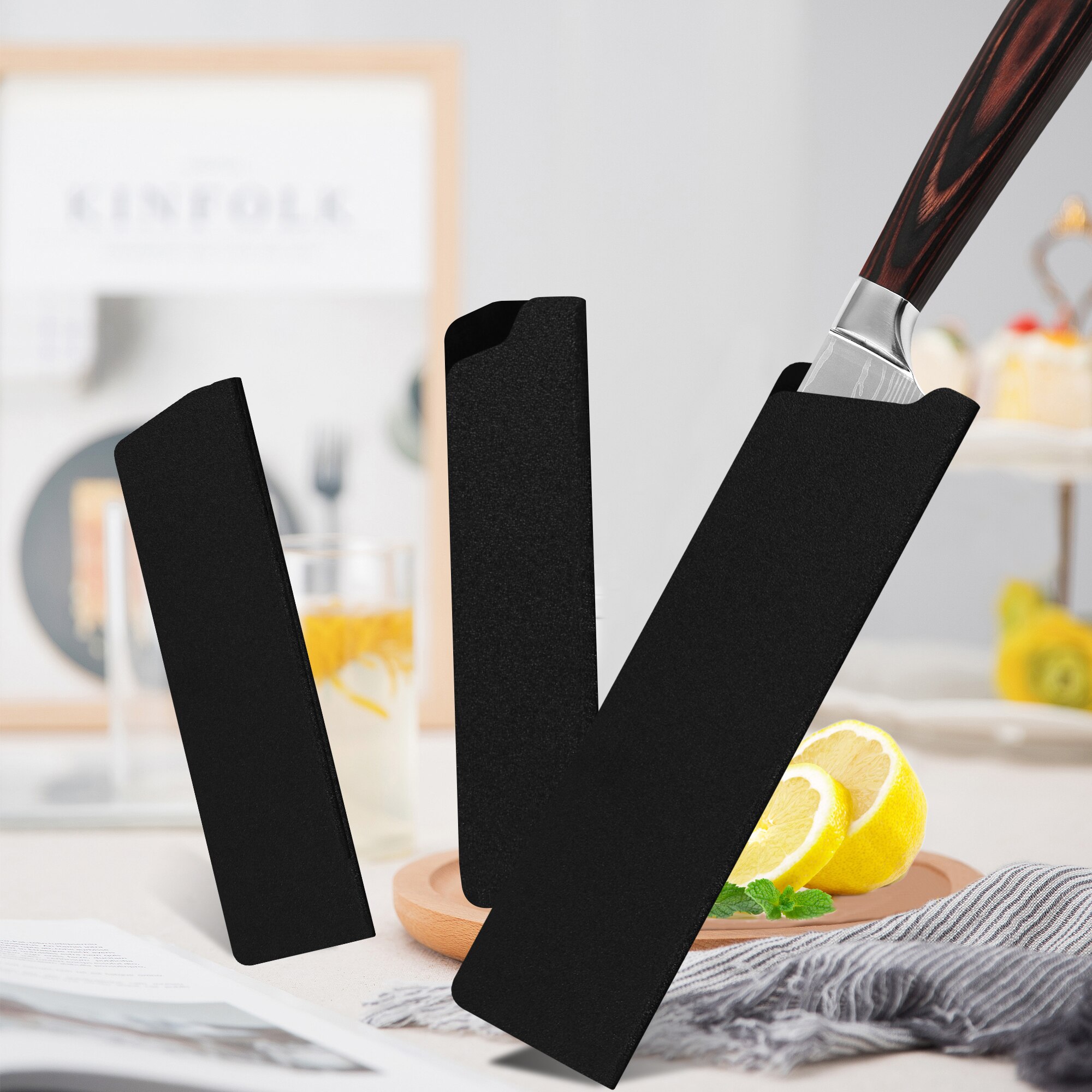 XYJ 3 Pcs ABS Universal Knife Edge Guards Set for 8 inch Chef Knife Kitchen Knife Sheath Sleeve Knife Cover Blade Protectors