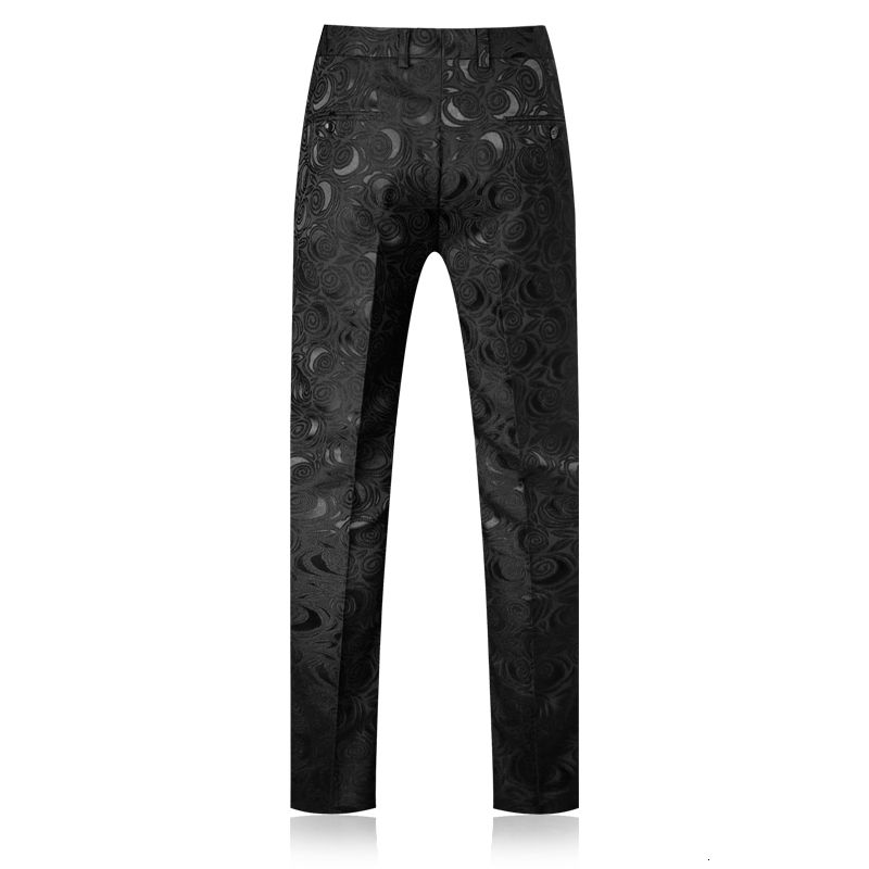 Mens Black Brocade Jacquard Suits Pants Wedding Groom Stage Singers Luxury Trousers Men Office Formal Pants
