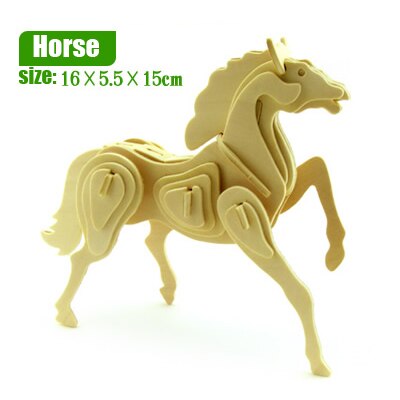 Holz spielzeug dinosaurier tiere dreidimensionale modell montiert holz puzzle spielzeug 3D DIY für baby kinder pädagogisches puzzles: Horse