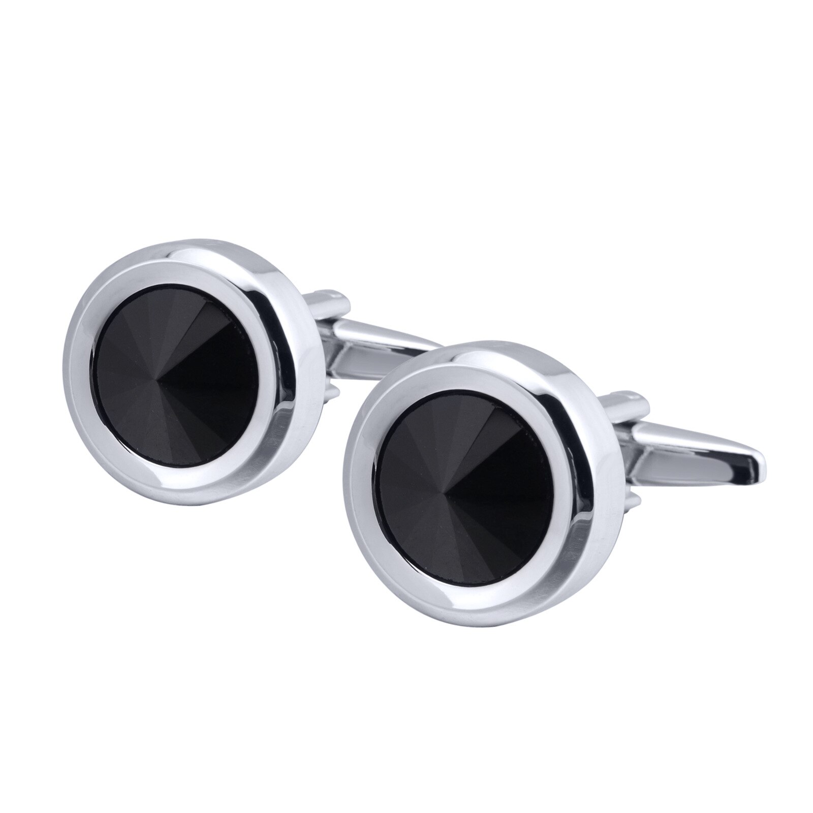 Novo Luxo Metal Cristal Rodada Abotoaduras para a Camisa Dos Homens Roupas de Casamento Cuff Link Abotoaduras Moda de Alta Qualidade Jóias: black