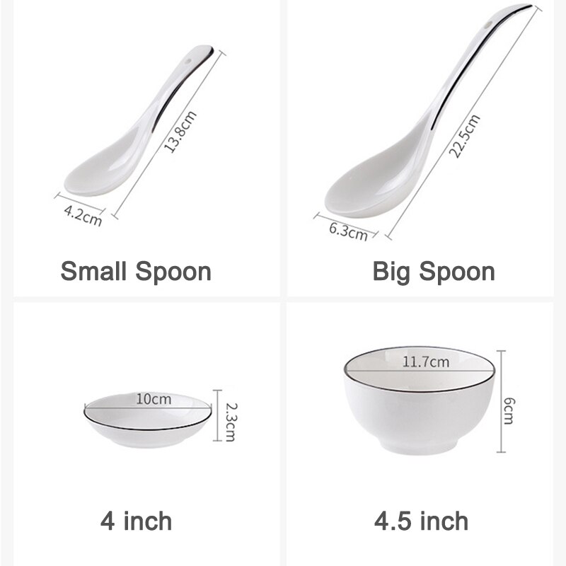 White Dinnerware Set Porcelain Spoon Bowl Plate for Home Use Everyday Use Dinner Plates Plate Sets