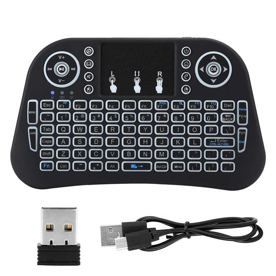 2.4G Draadloze Mini Toetsenbord Kleurrijke Verlichting Draagbare Mini Toetsenbord Met Touchpad Voor Gaming Travelling Remote Contolling