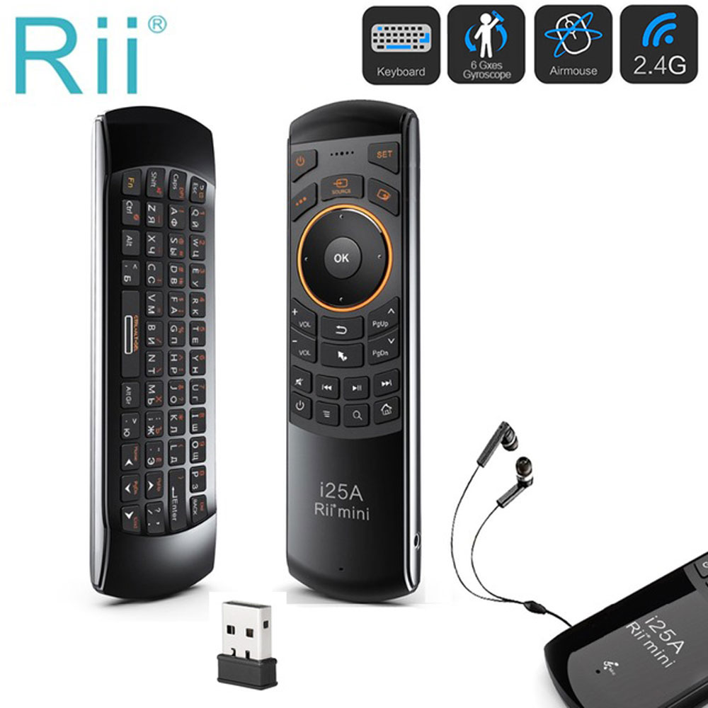 2.4Ghz Draadloze Fly Air Mouse Afstandsbediening Rii I25A Russisch/Engels Toetsenbord Mini Met Ir Learning Functie Voor android Tv Box