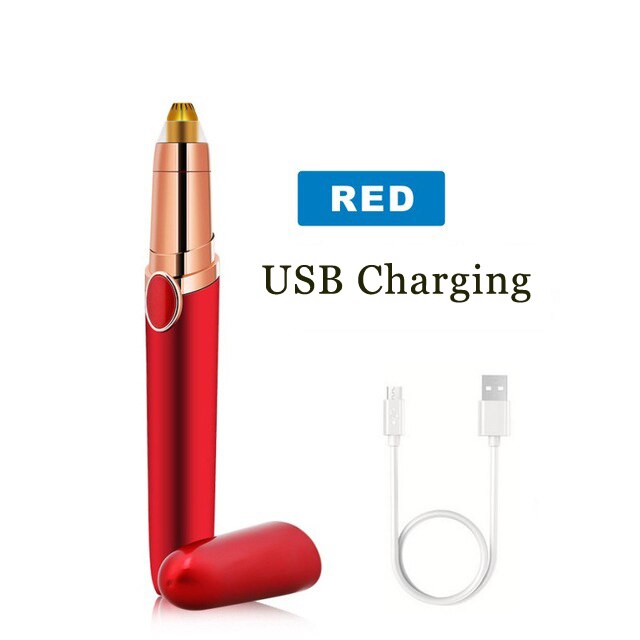 Mini tondeuse à sourcils électrique portable, rasoir pour les lèvres, le visage, les poils, stylo épilateur, rasoir à sourcils, rechargeable par usb: Charge rouge
