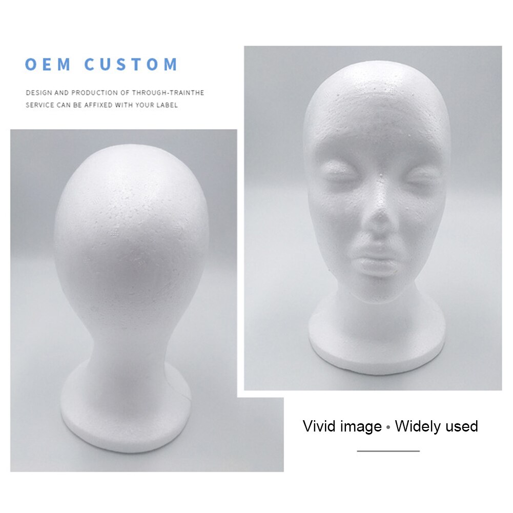 1 PC Female Styrofoam Foam Mannequin Manikin Head Model Hat Glasses Display Foam Mannequin Head Model Hat Wig Display Stand Rack