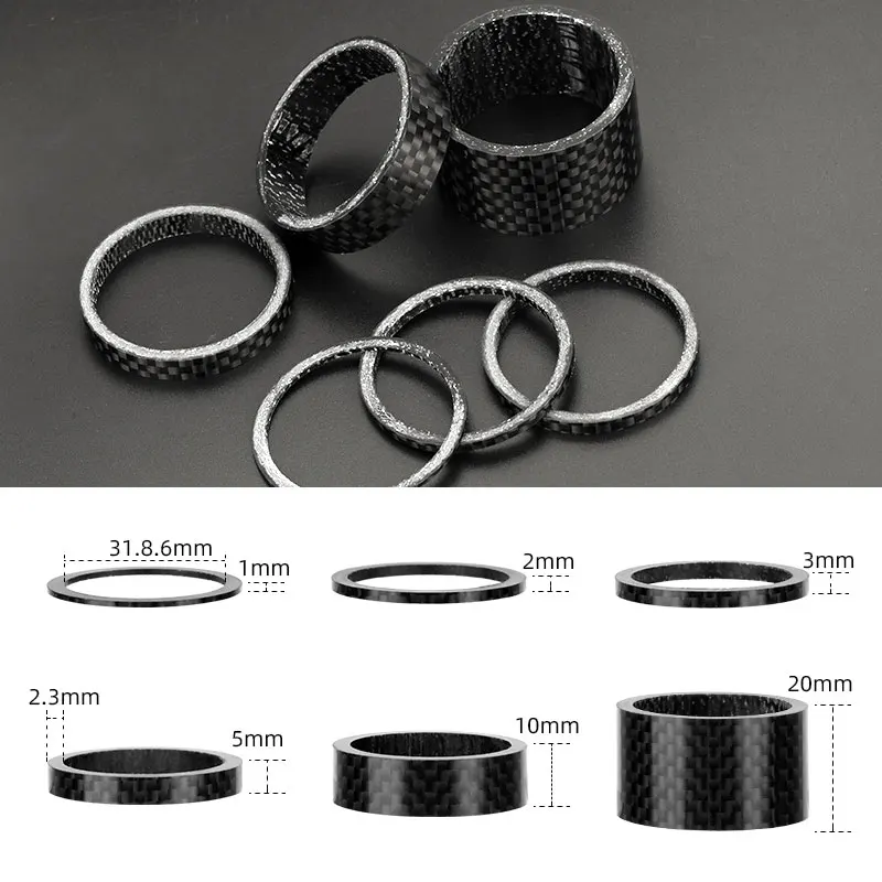 31,8mm Gabel Headset Carbon Spacer MTB Fahrrad Lenker Vorbau Rise Up Einstellen Unterlegscheiben 3K Glänzende Faser Lenkung DIY Zubehör