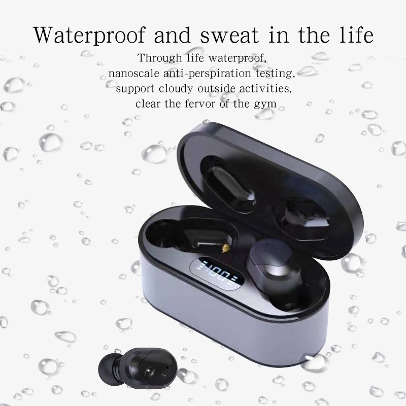 JS1 Bluetooth 5.0 Draadloze Koptelefoon LED Power Digtal Display Stereo Automatische Pairing Sport Waterdichte Headset Met Lading Doos