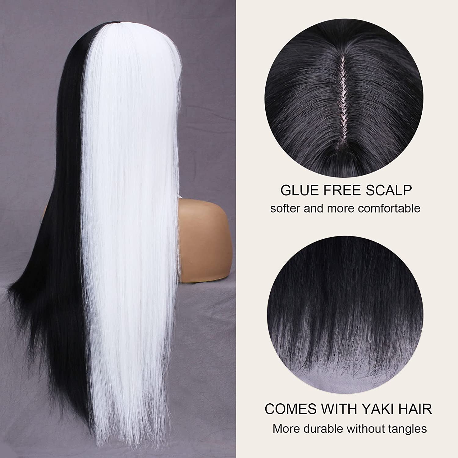 Xtrend Synthetic wig 26 Inch Straight Wig With Bangs Long Hair Wigs for Women Heat Resistant for Daily Halloween Cosplay Party