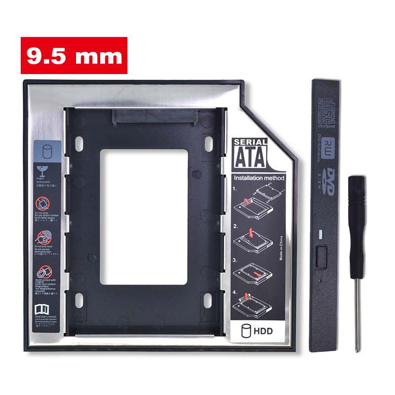 Universele Aluminium 2nd Hdd Caddy 9.5Mm Sata 3.0 Voor 2.5 &quot;Ssd Harde Schijf Driver Case Behuizing Dvd Cd rom Adapter Optische Bay Pc