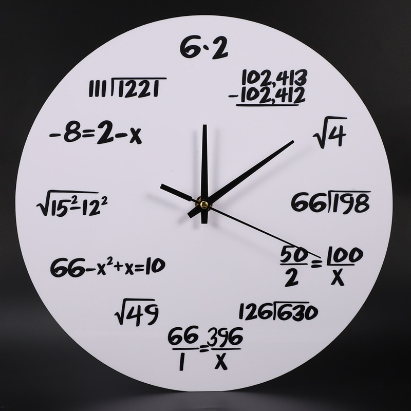 White Large Wall Clock Mathematics Silent Math Equations Polytechnic Digital Wall Clock