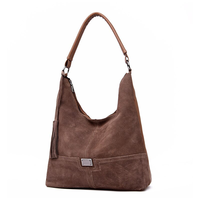 Suède Vrouwelijke Zwervers Zakken Vrouwen Schoudertas Suede & PU Leer Grote Top-handvat Tas Crossbody Handtas Casual Lady messenger Bags: Brown