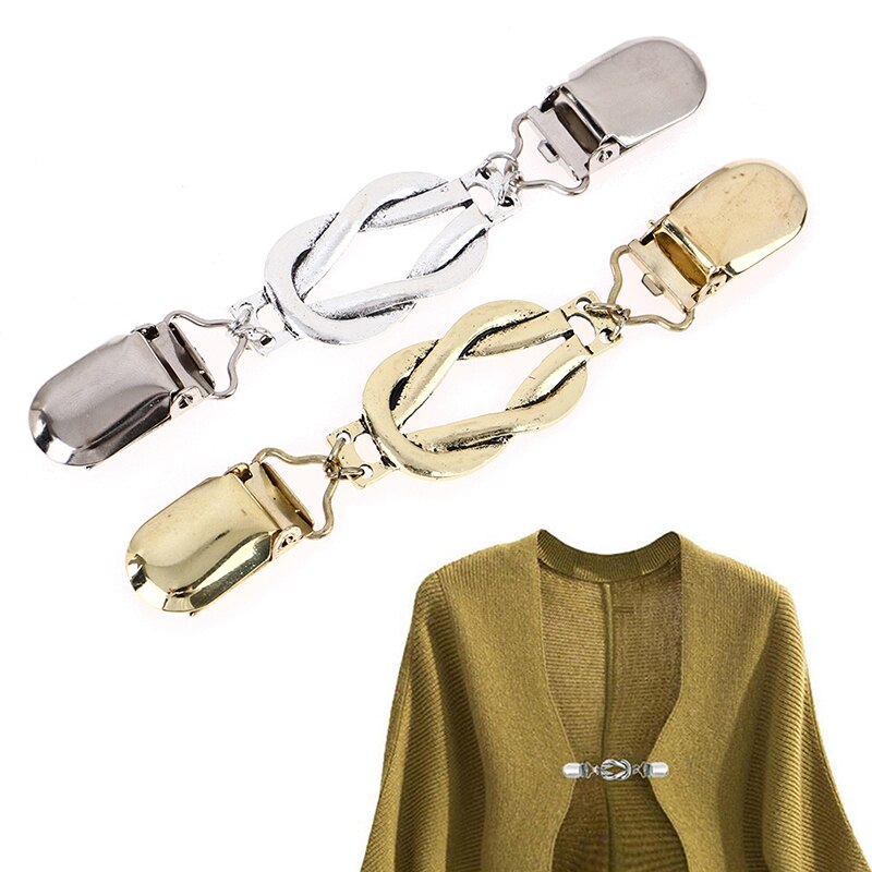 retro Frauen Strickjacke zur Seite fahren Bluse Schal Clips Hemd Kragen Blume aufbringen Ente Clip Verschlüsse