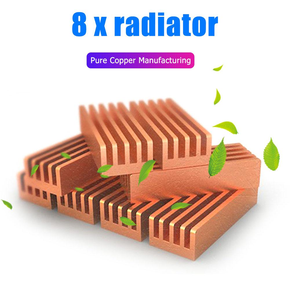 8pcs Adhesive Pure Copper Heatsink Laptop PC RAM Memory Graphics Card Cooler Radiator Reducing Computer Temperature