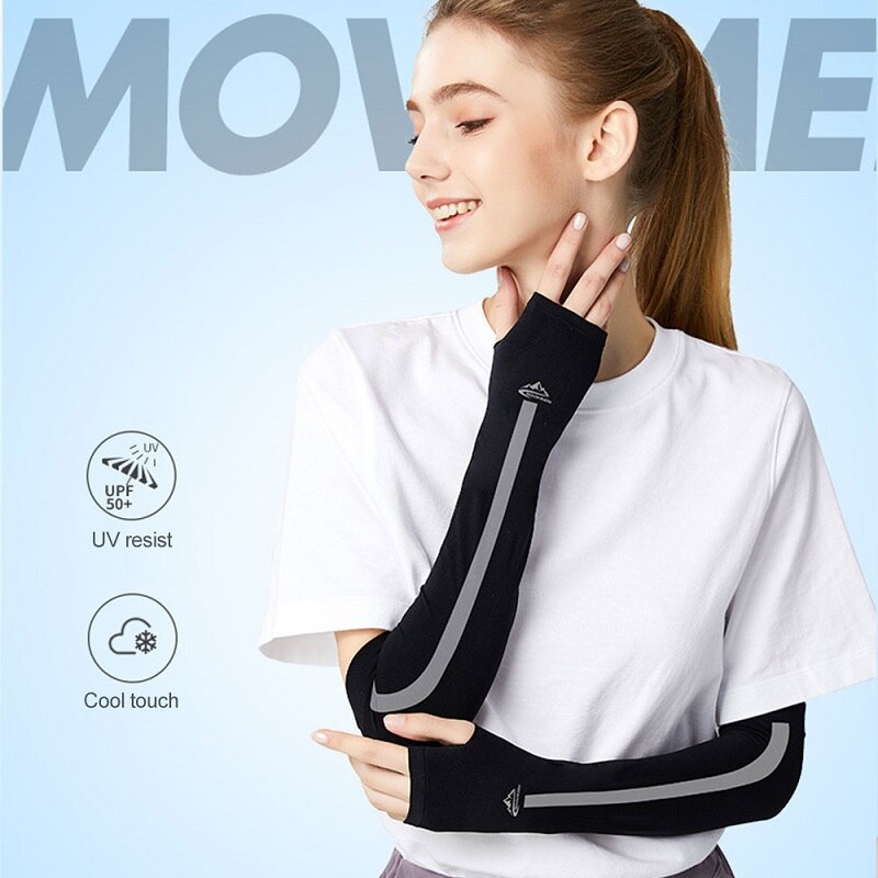 UV Cooling Arm Sleeves Summer Sports Long Cover Fingerless Gloves Running Cycling Driving Cool And Breathable Sleeve