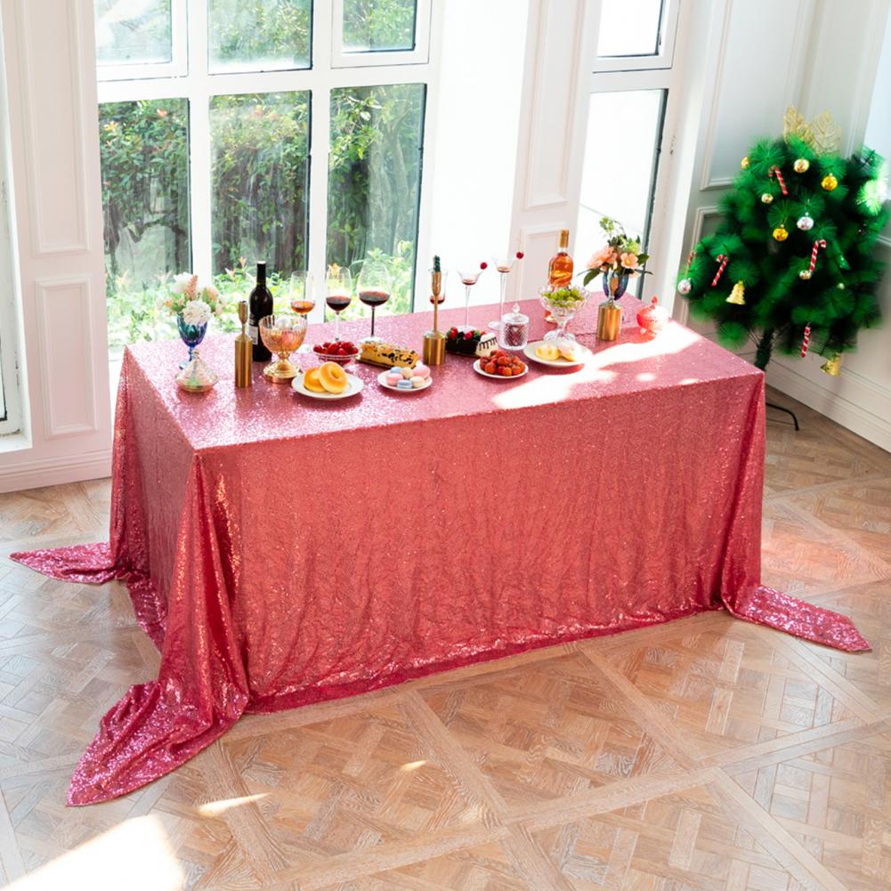 Sequin Tablecloth Shiny Polyester Party Table Cover Exquisite Detailed Party Table Cover for Hotel Dining Table Cover