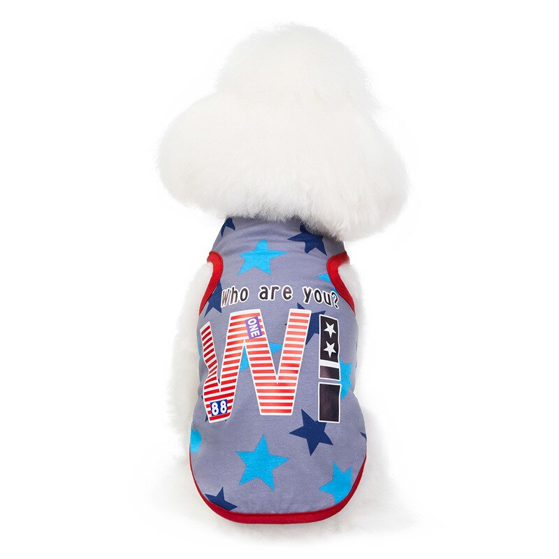 Base Dog Clothes Cheap Spring Summer Five-Pointed Star Printing Pet Vest Dogs Sport Shirt Pets T shirt Cats Clothing: Grey / M
