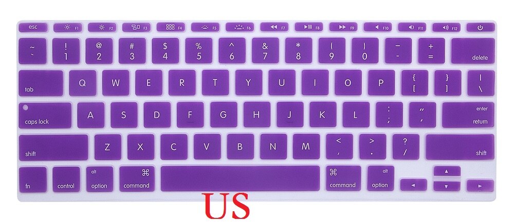 EU US Soft Silicon Keyboard Skin for Macbook Air 11 Keyboard Cover A1465 A1370 Keyboard Skin Film Protector: US-Purple