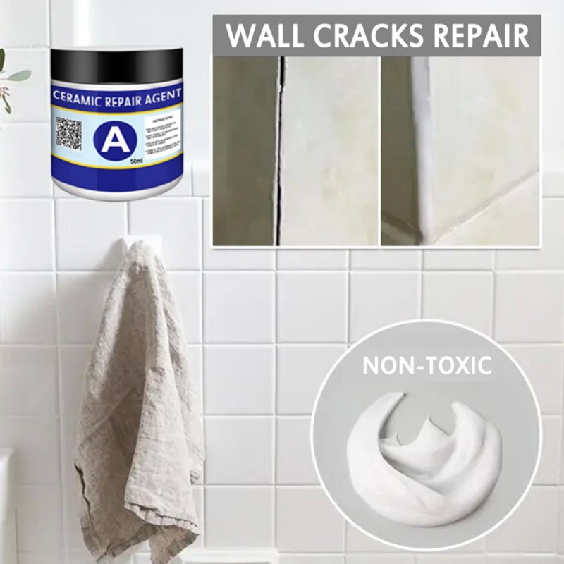 50ml Tile Repair Paste Wall Mending Agent For Wash Basin Ceramic Tile Bathtub Scratch Cracks Rips Repair Tool Home Improvement