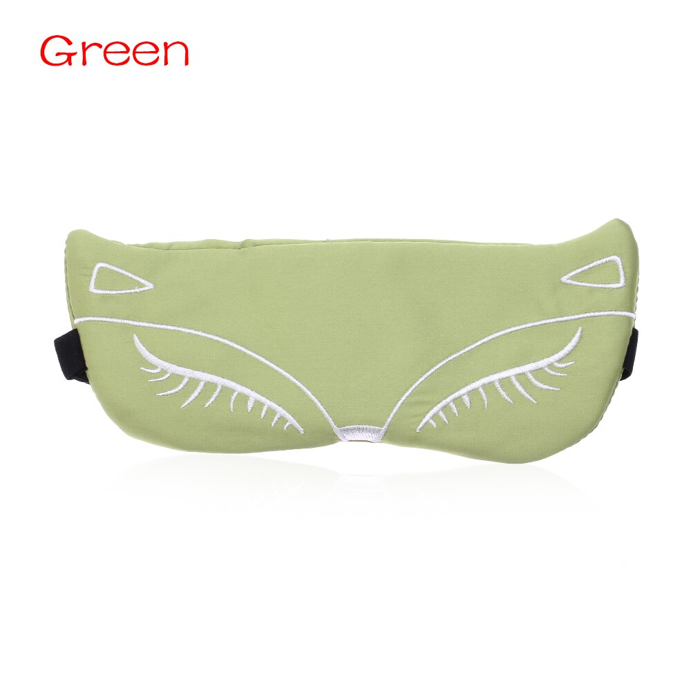 1PC Cartoon Silk Eyepatch Sleeping Mask Embroidery Eyepatch Adjustable Sleeping Aid Blindfold Travel Sleep Eye Mask: green
