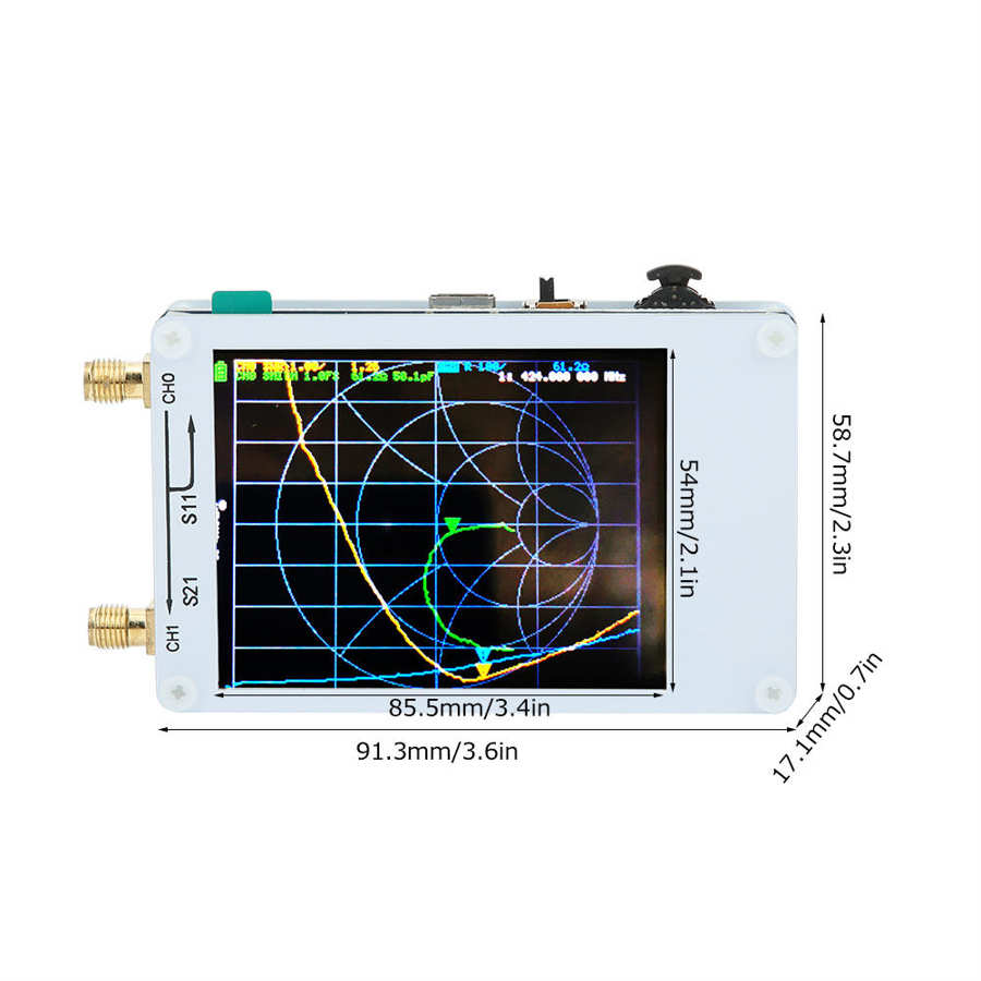 Multifunctionele vna-vectornetwerkanalysatorkit met 2.8in tft-schermen, wit, 10 khz, -1.5 ghz
