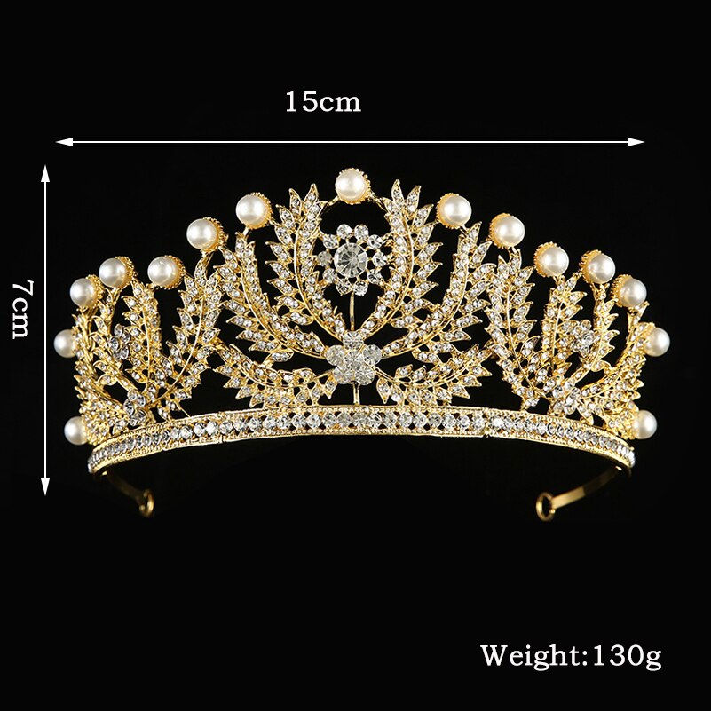 European and American style golden baroque bridal crown tiara rhinestone hair accessories princess crown wedding dress accessori