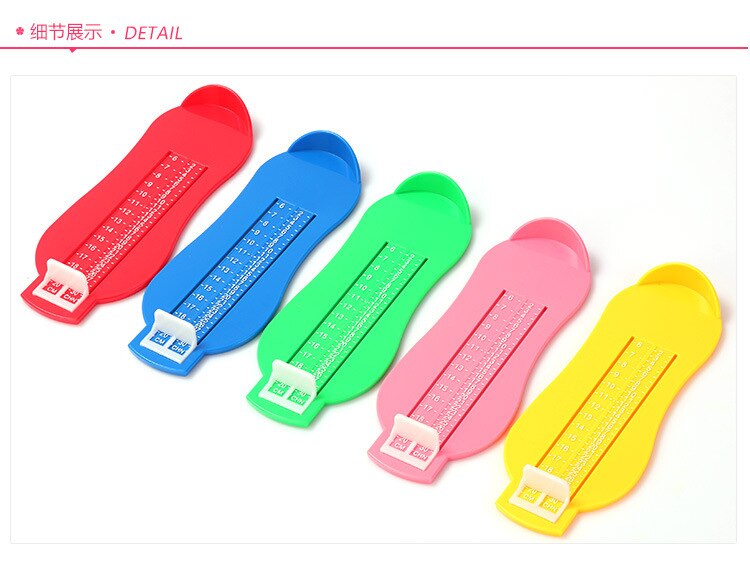 Voet Maatregel Kid Gauge Schoenen Maat Meten Ruler Kinderen Tool Baby Apparaat Beschikbaar Abs Baby Verstelbare Bereik 0-20cm Grootte: 5 pcs mix color