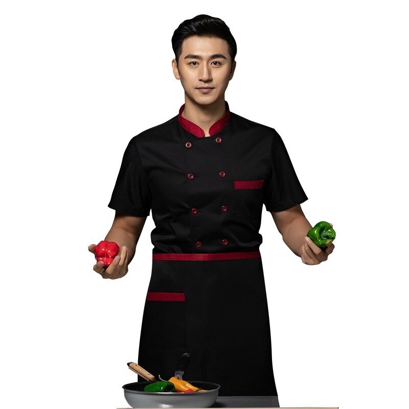 Tjener uniform restaurant tøj kortærmet sommer tynd stil hotel efter spisning køkken arbejdstøj kok åndbar mænd