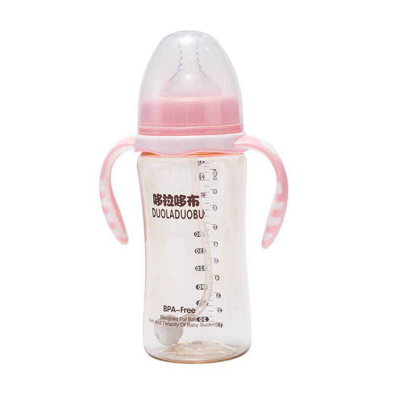 300Ml Zuigfles Stro Flessen Voor Kinderen Met Ppus Zuigfles Pasgeboren Verpleging Fles Bpa Gratis Luxe fopspeen: 300ml Pink