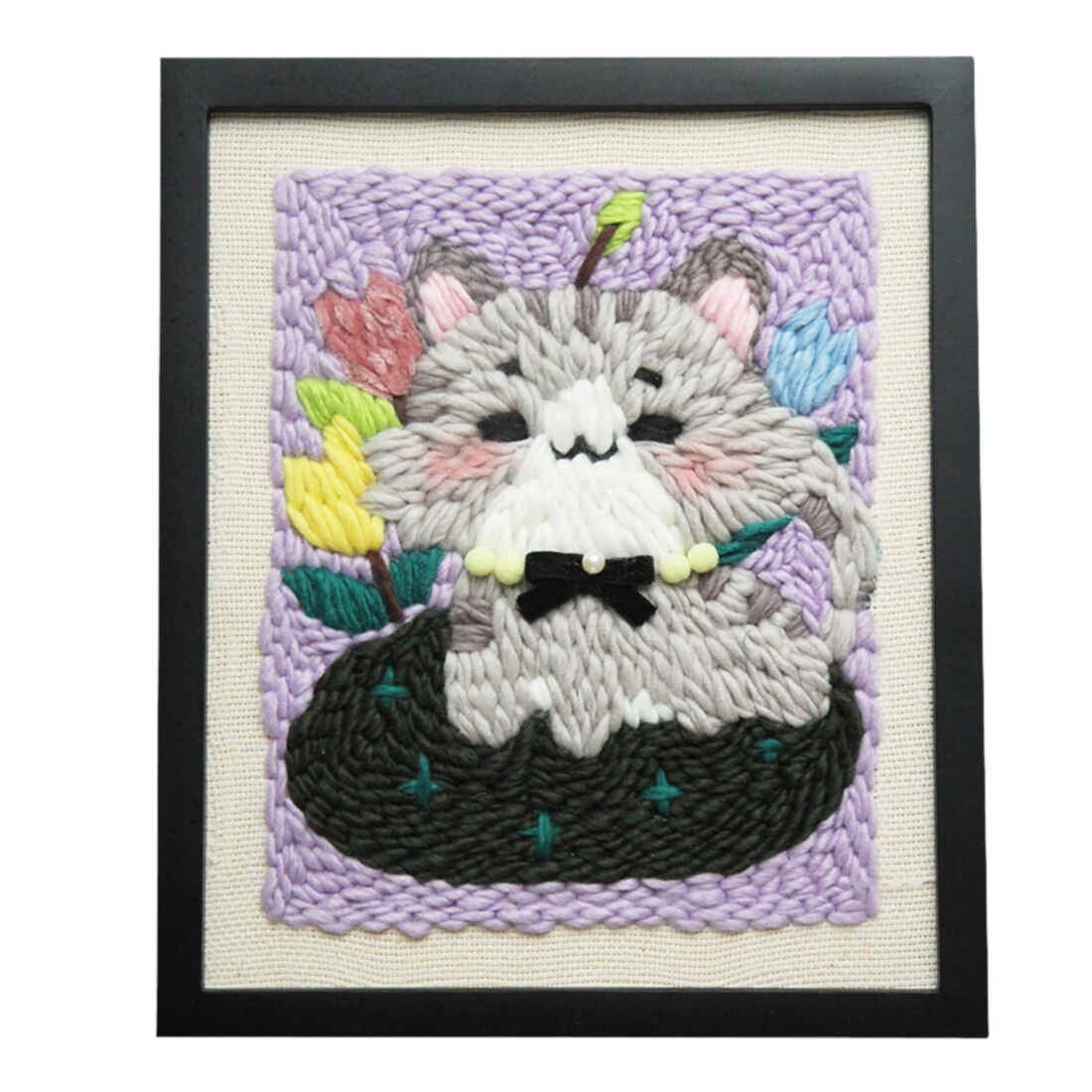 Bricolage tricot laine tapis Kit d'accrochage artisanat laine broderie avec 25x30cm cadre en bois: 3