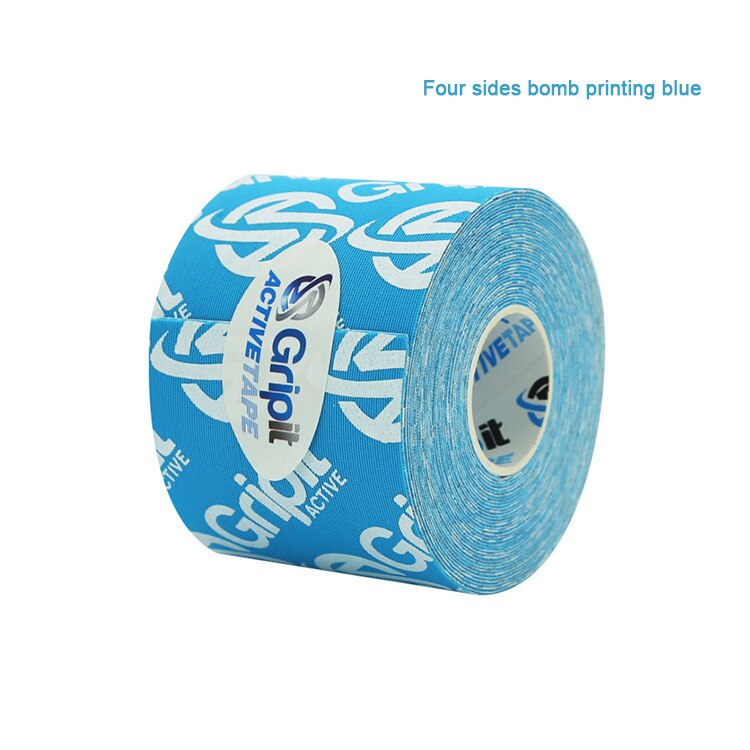 Vier Seiten Elastischen Muskel Sport Tape kinesiologie Sport Aufkleber Kinesiotapes Rolle Baumwolle 5cm * 5m Nylon Intramuskuläre Verband: 4 printing blue / 7.5cmX5m