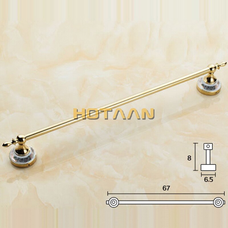 Toallero de estilo Retro montado en la pared, accesorios de baño, HYT-11896-G, 60cm, superficie dorada