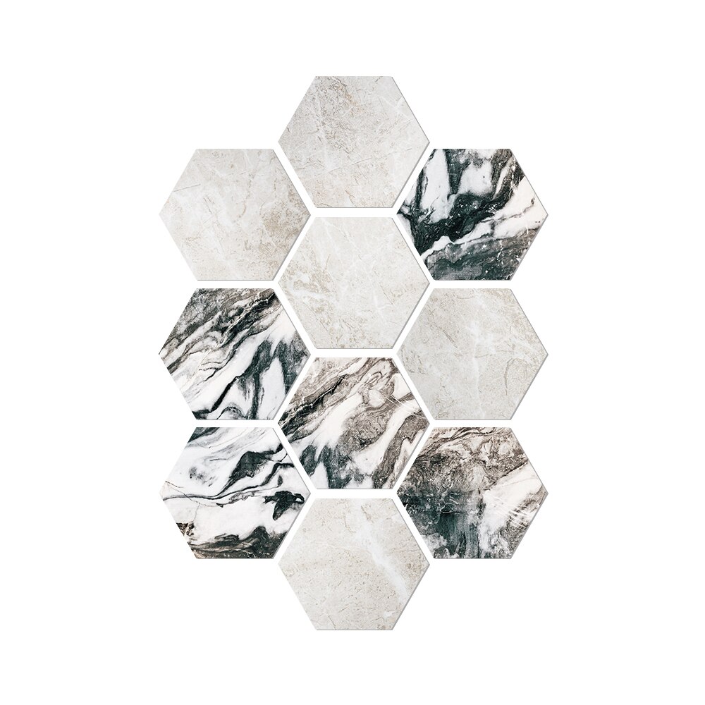 floor stickers floor stickers tile wall stickers self-adhesive kitchen floor non-slip decorative hexagonal stickers: Default Title