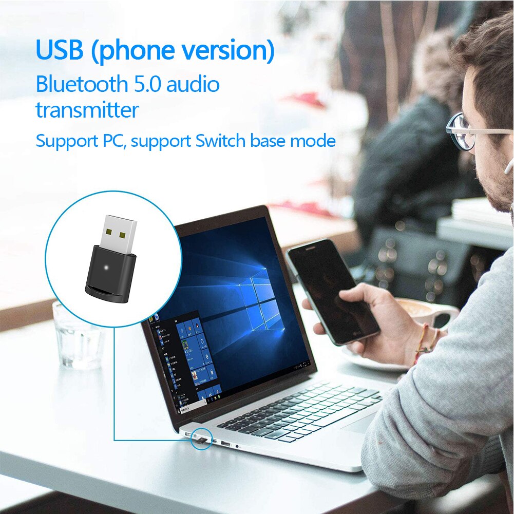 Bluetooth 5.0 Zender Usb Draadloze Audio Adapter Voor Schakelaar Pc Oortelefoon
