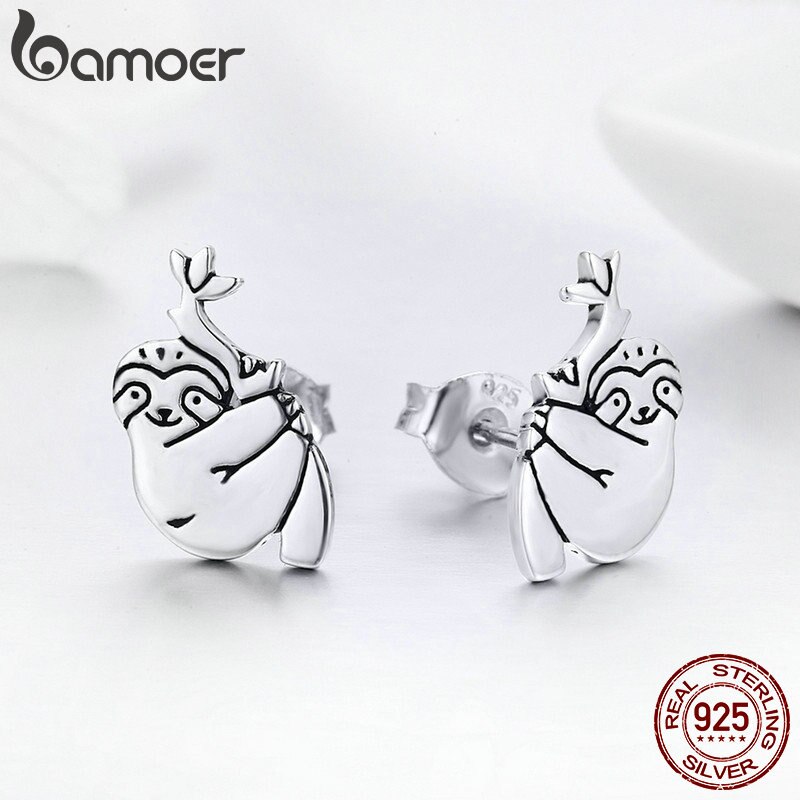 BAMOER 100% 925 Sterling Silber SchöNe Trägheit Ebene Kleine Zucht Ohrringe für Frauen Sterling Silber Schmuck S925 SCE327