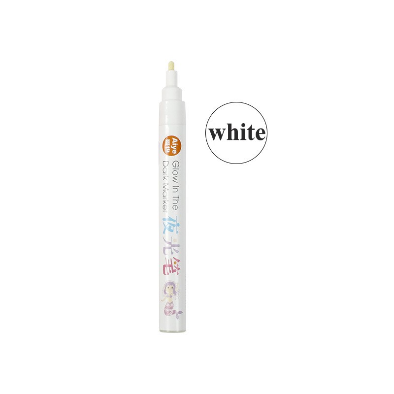 Kleurrijke glow-in-the-dark pen handgeschilderde glow-in-the-dark studentenkrabbels creatieve doe-het-zelf watergedragen glow-in-the-dark schoolmarkering: WHITE