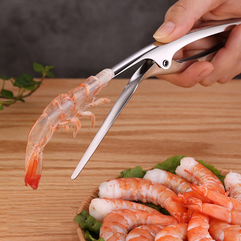 Pince à éplucher les crevettes en acier inoxydable, éplucheur de crevettes de cuisine, outils de fruits de mer