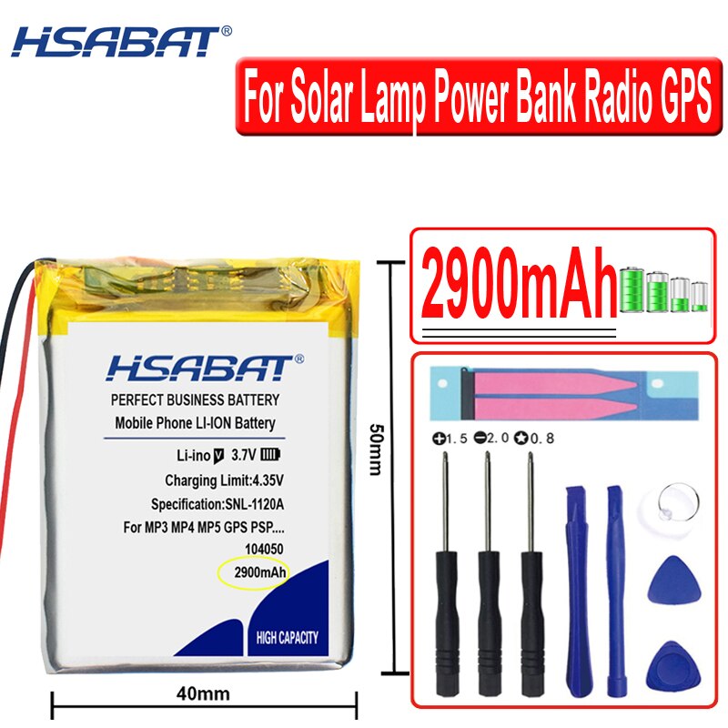 HSABAT-batería 2900mAh para tablet pc, banco, GPS,mp3,mp4, 104050