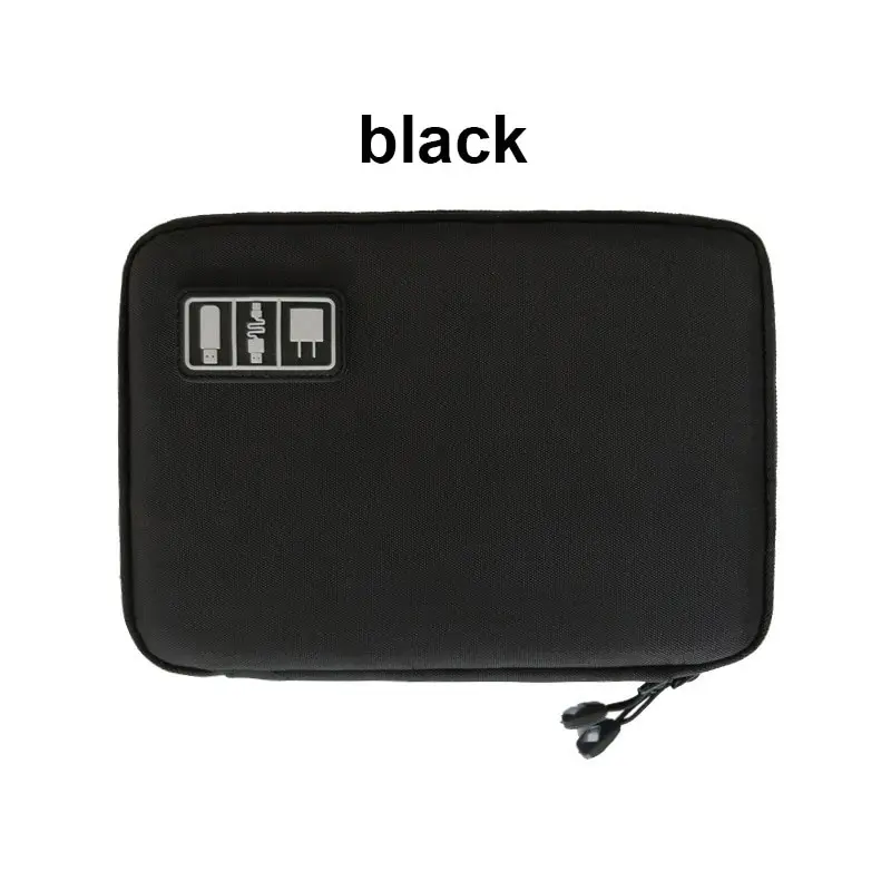 Sac de rangement de câbles, organisateur électronique numérique étanche, sac de rangement de prise de chargeur de ligne de données USB Portable, organisateur de câbles de voyage: Black