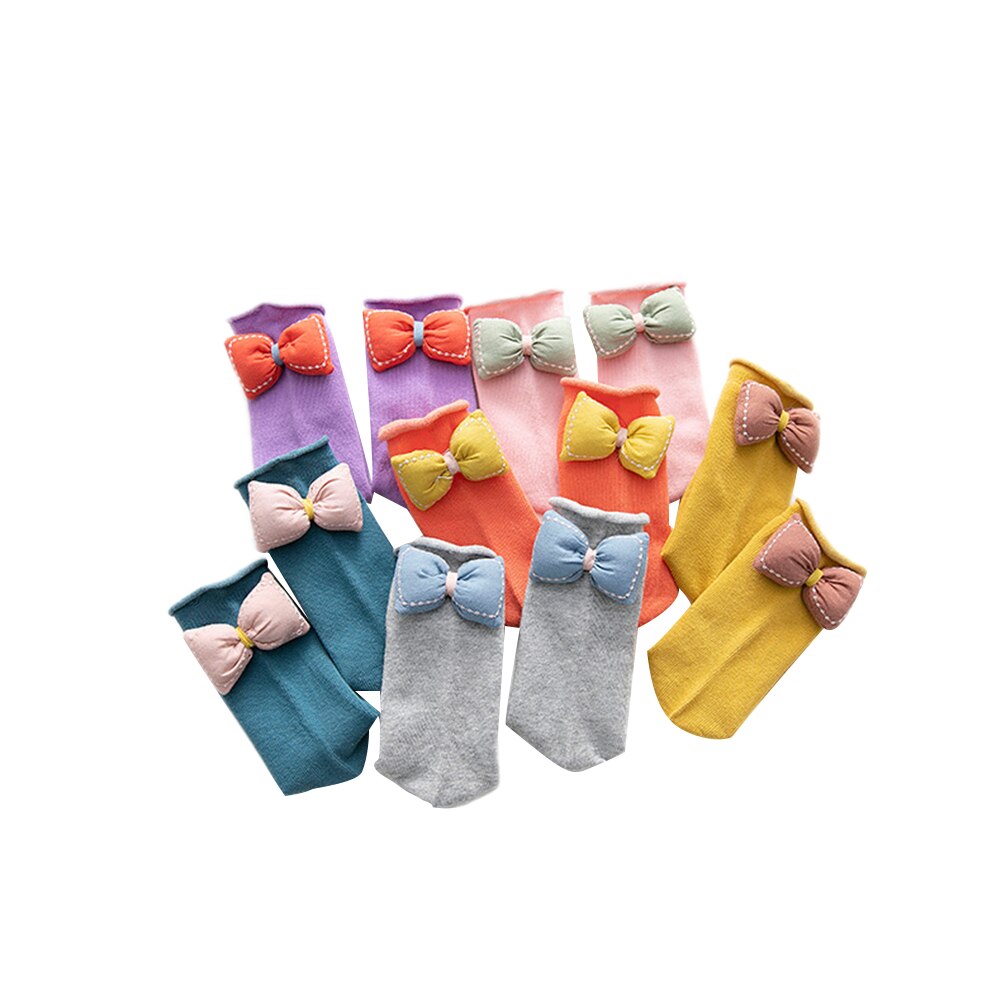 Crianças 3d bowknot meias crianças meninas antiderrapante malha joelho alta meia bonito algodão meados do tubo meias perna sólida mais quente