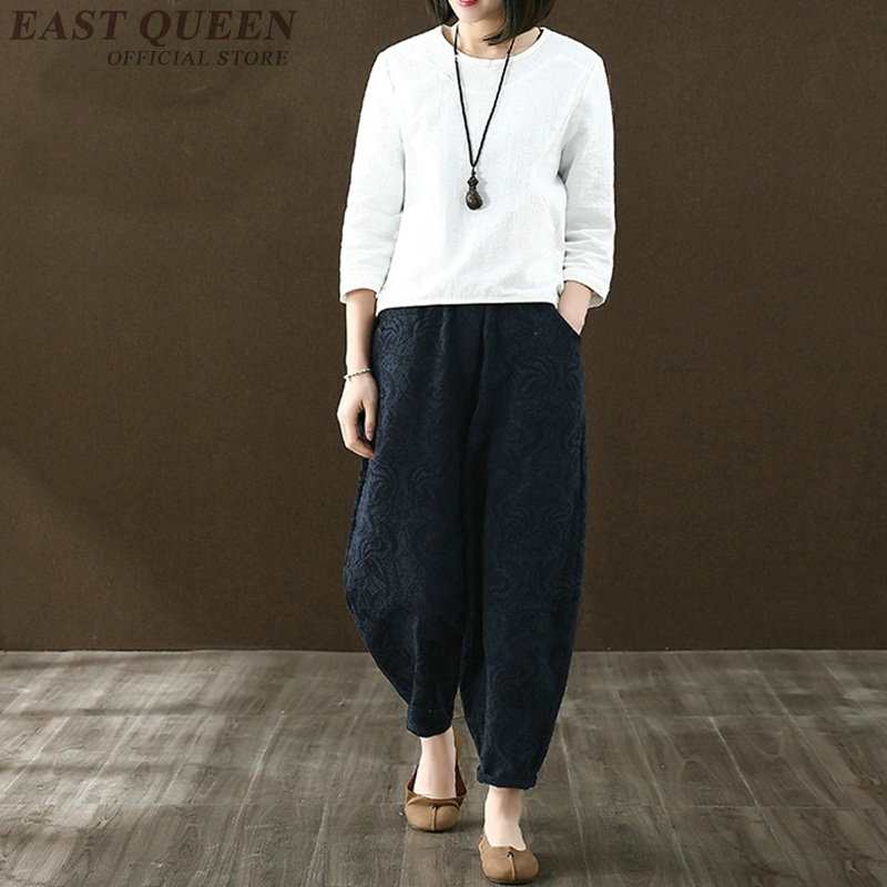 Lniane spodnie kobiet chiński styl lniane spodnie damskie w tradycyjny chiński spodnie FF820