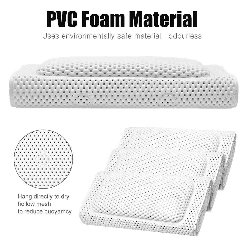 Bath Cushion With Pillow Full Body Bath Tub Pillow Non-Slip Spa Bathtub Mat Mattress Pad PVC Foam Breathable 3D Mesh Layers