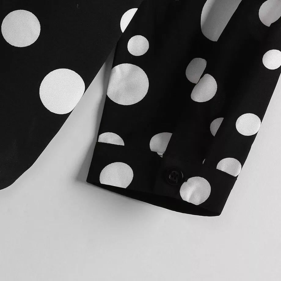 Camisa de lunares para hombre, Camisa entallada con botones, manga larga, Bohemia, para vacaciones, blusa informal camisetas, novedad de