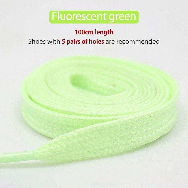 1 Paar 100Cm Lichtgevende Schoenveters Platte Sneakers Canvas Veters Glow In De Donkere Nacht Fluorescerende Shoestrings 6 Kleuren: Luminous green
