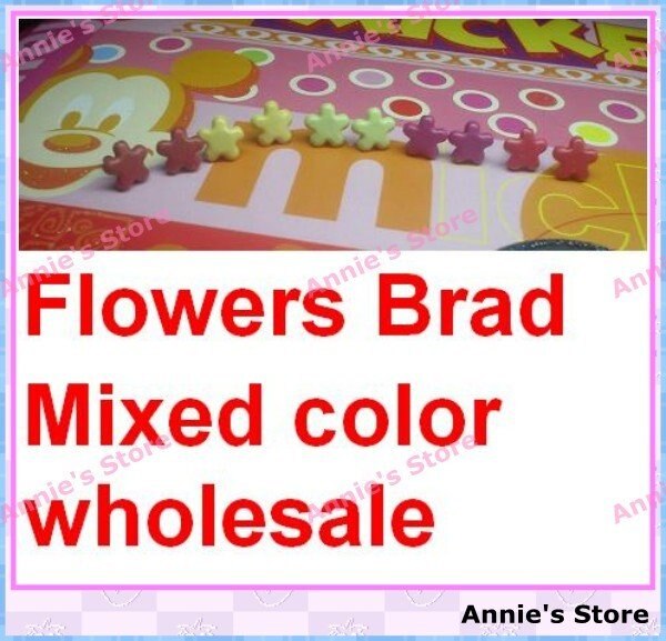 ! Gemengde kleur Scrapbooking Brads, metalen bloem brad, , 7mm